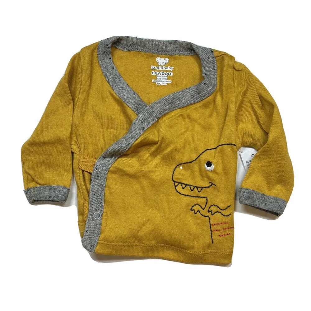 Koala Baby Yellow Kimono‎ Wrap Long Sleeve Dino Yellow Top Newborn New
